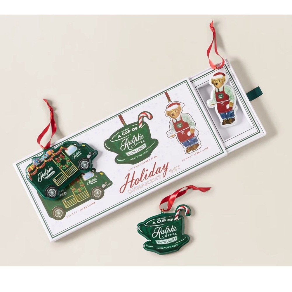Ralph Lauren Ralph's Coffee Holiday Ornament 3 Piece Complete Set 2024 Christmas